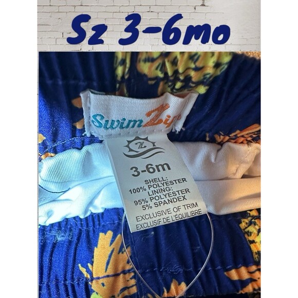 NWT‎ Swimzip Brand Swim Trunk Shorties, 3-6 Months. UPF 50+ Pineapple Dreams - Picture 6 of 8